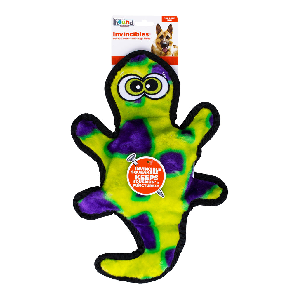 OWH16_Outward Hound_Invincible Gecko 2 sqk Green/Purple