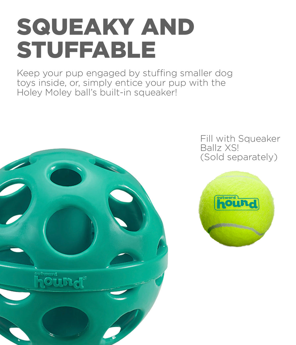 OWH187_Outward Hound_Squeakin' Holey Moley Dog Ball Stuffable Fetch Toy