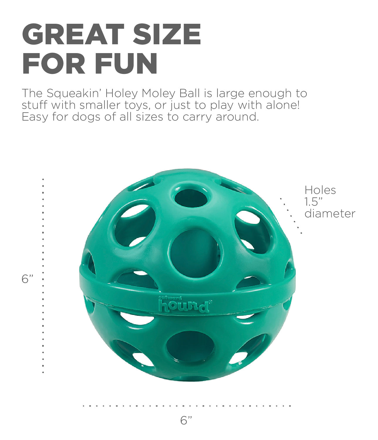 OWH187_Outward Hound_Squeakin' Holey Moley Dog Ball Stuffable Fetch Toy