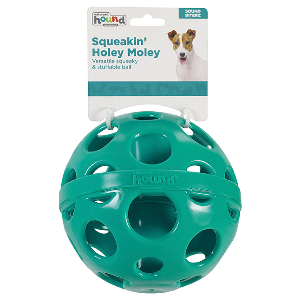 OWH187_Outward Hound_Squeakin' Holey Moley Dog Ball Stuffable Fetch Toy
