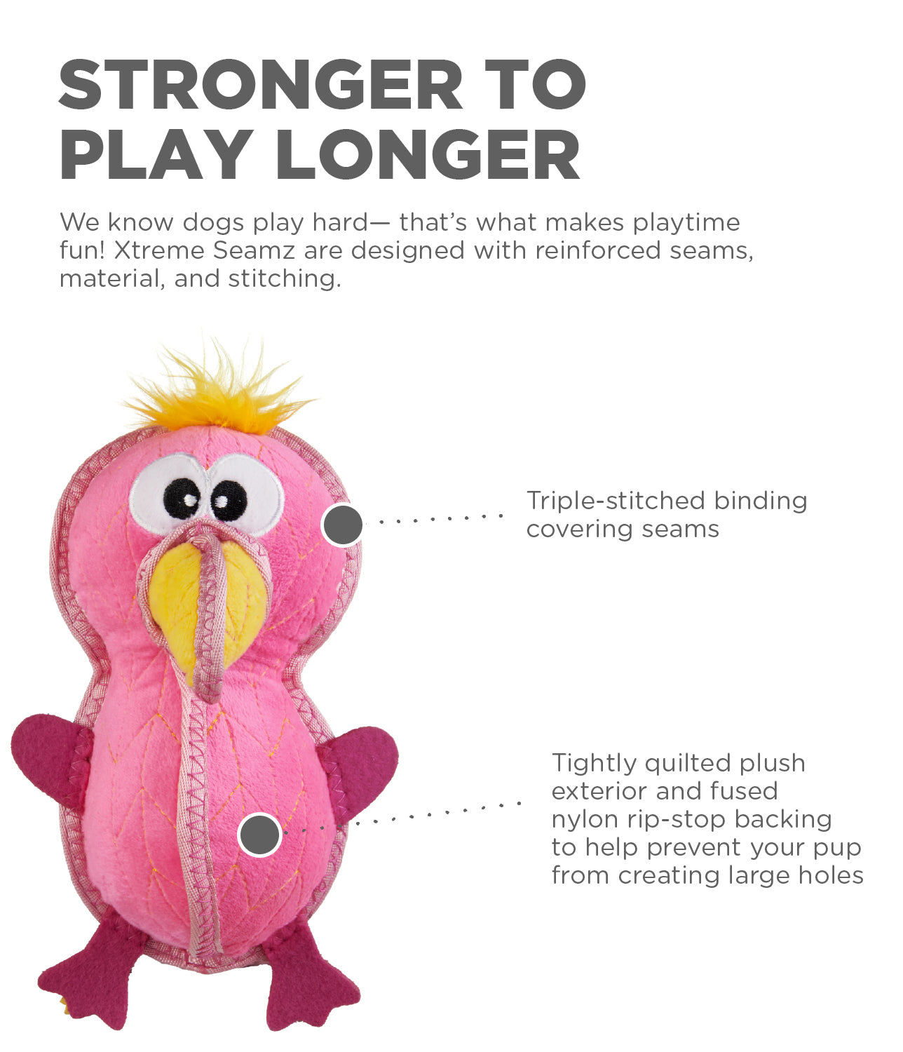 Outward Hound Xtreme Seamz Flamingo