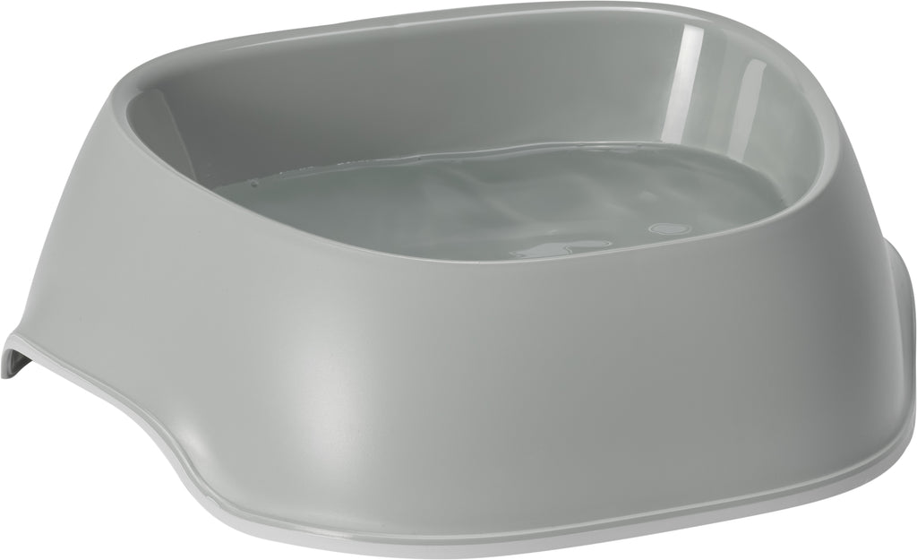 Gray pet bowl on a white background