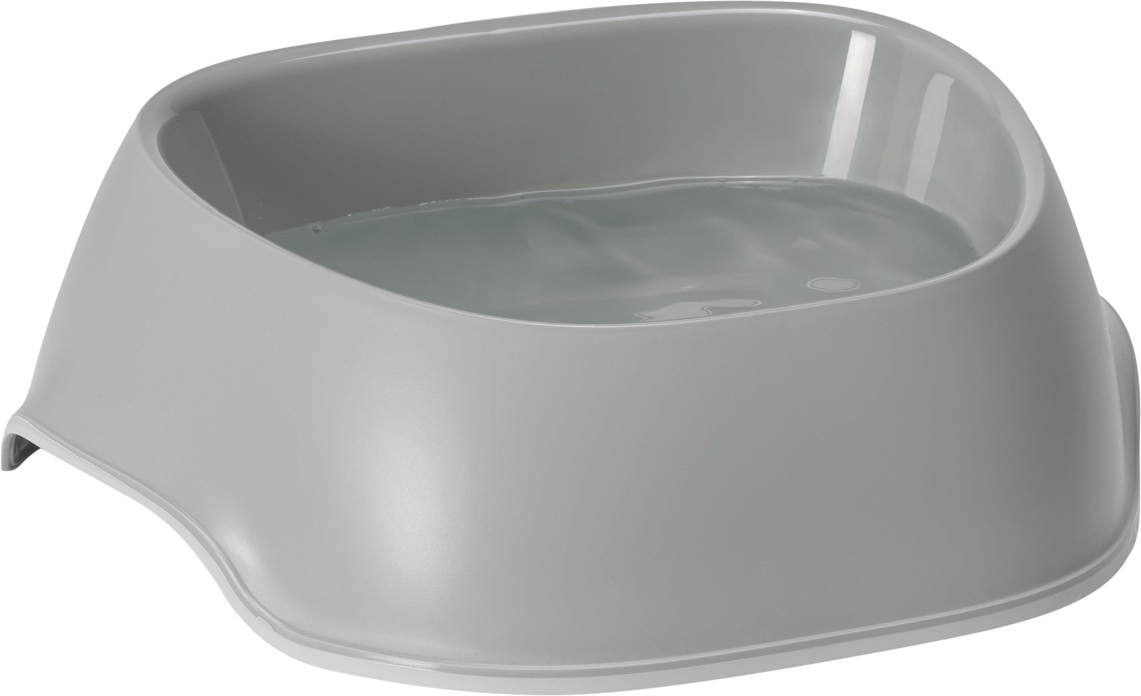 Gray pet bowl on a white background