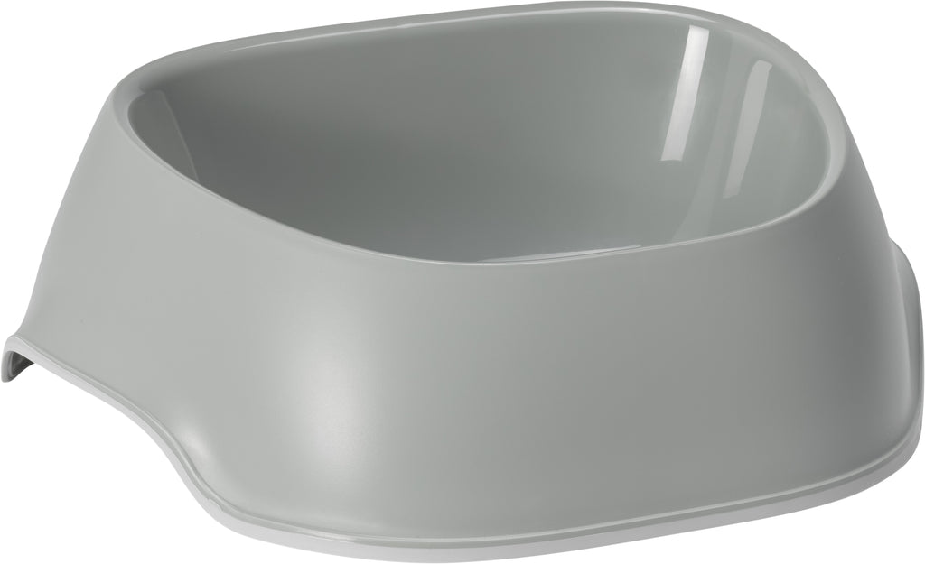 Gray pet bowl on a white background