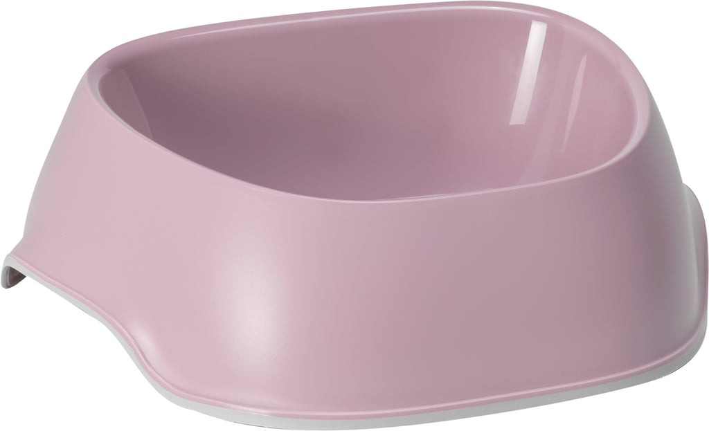Pink pet bowl on a white background