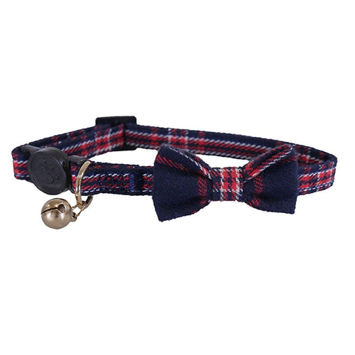 RWC61_Rosewood_Cat Collar Navy & Red Tartan