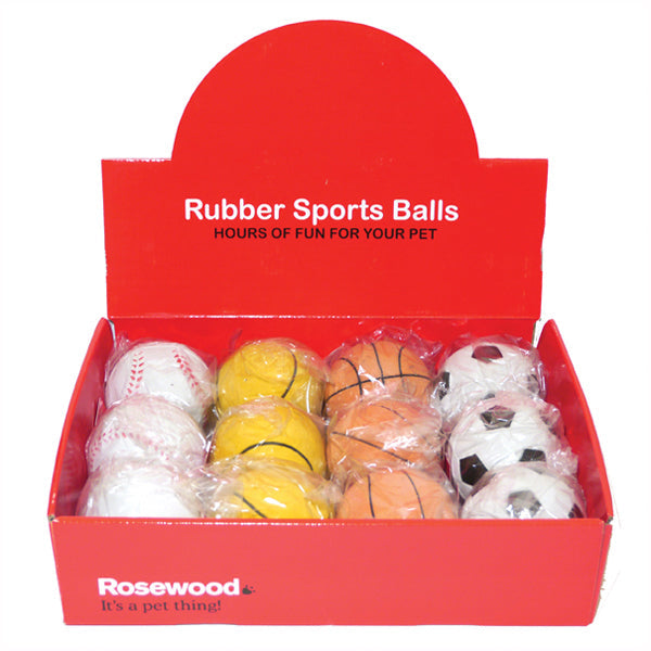 Rosewood Rubber Sports Balls  Medium Asstd 12pc