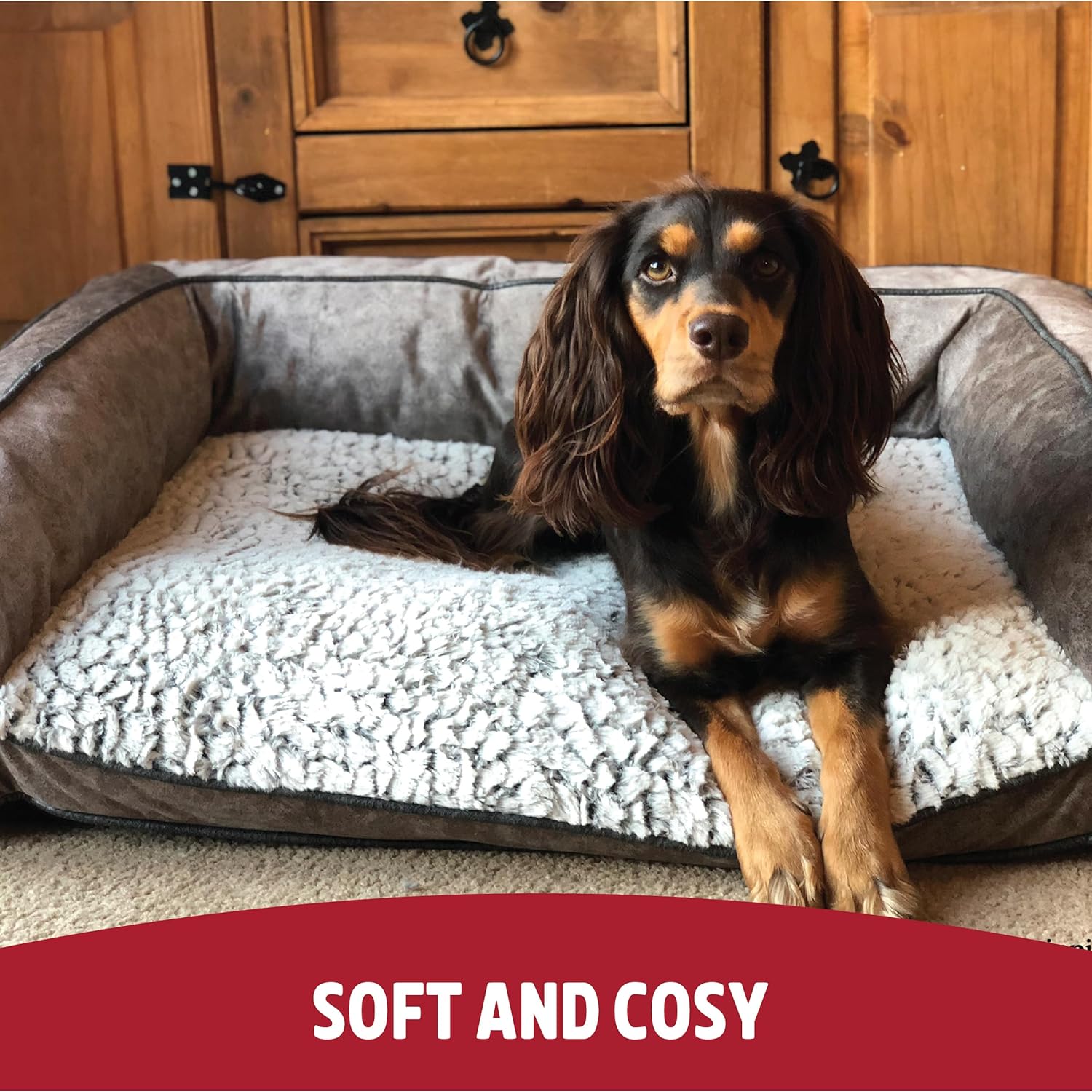 Rosewood Luxury Fleece Lined Plush Dog Bed Sofa