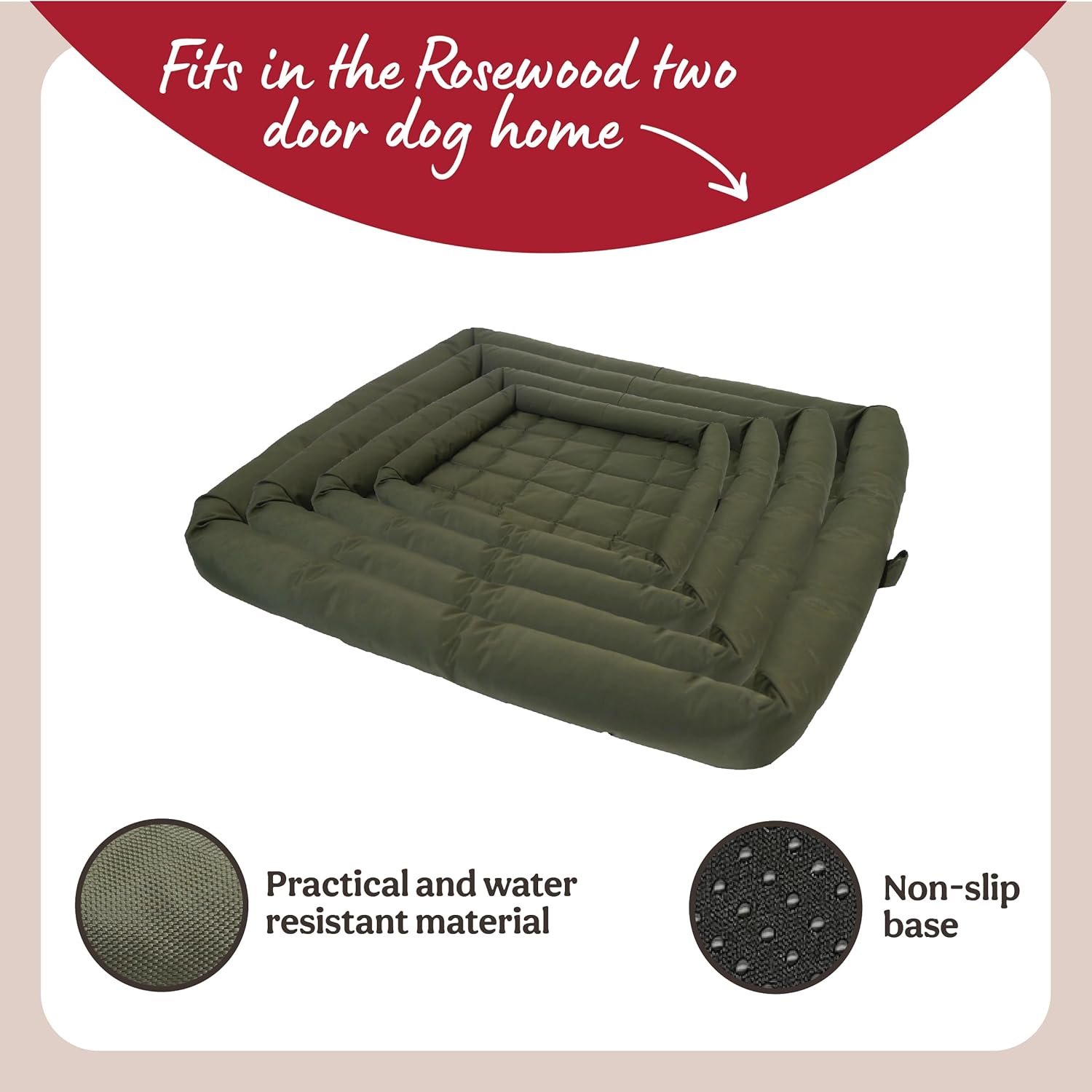 Rosewood Water-Resistant Crate Dog Mattress Large