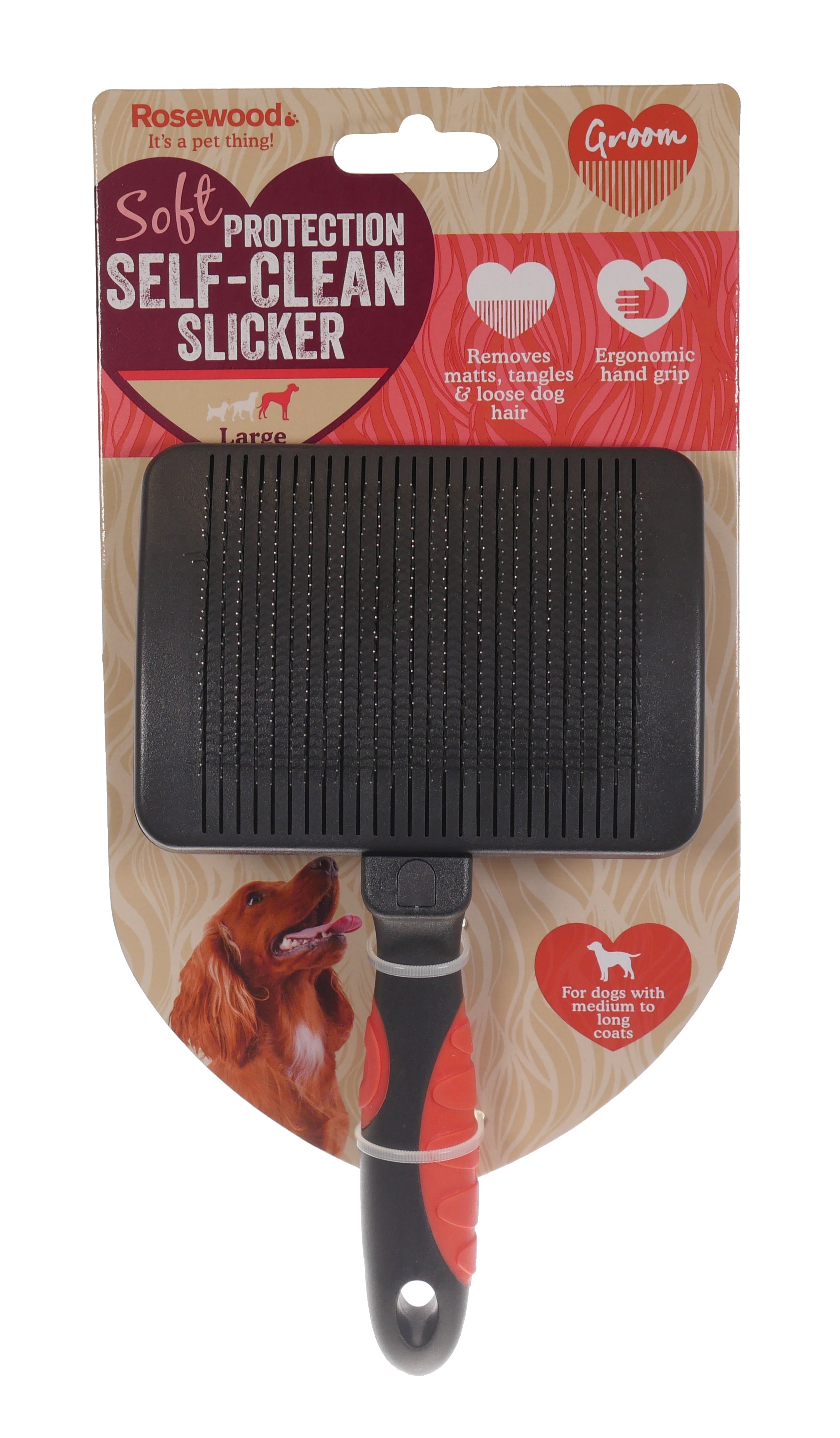 RWD87_Rosewood_Salon Grooming Self-Cleaning Slicker Brush
