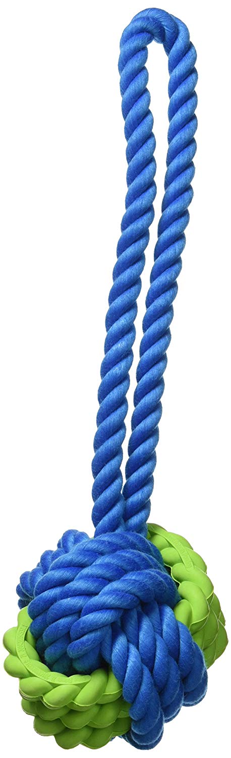 RWD97_Rosewood_Tough Twist Rubber & Rope Ball Tug (29cm)