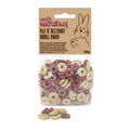 Package of Rosewood Naturals Pea 'N' Beetroot Nibble Rings for pets on a white background