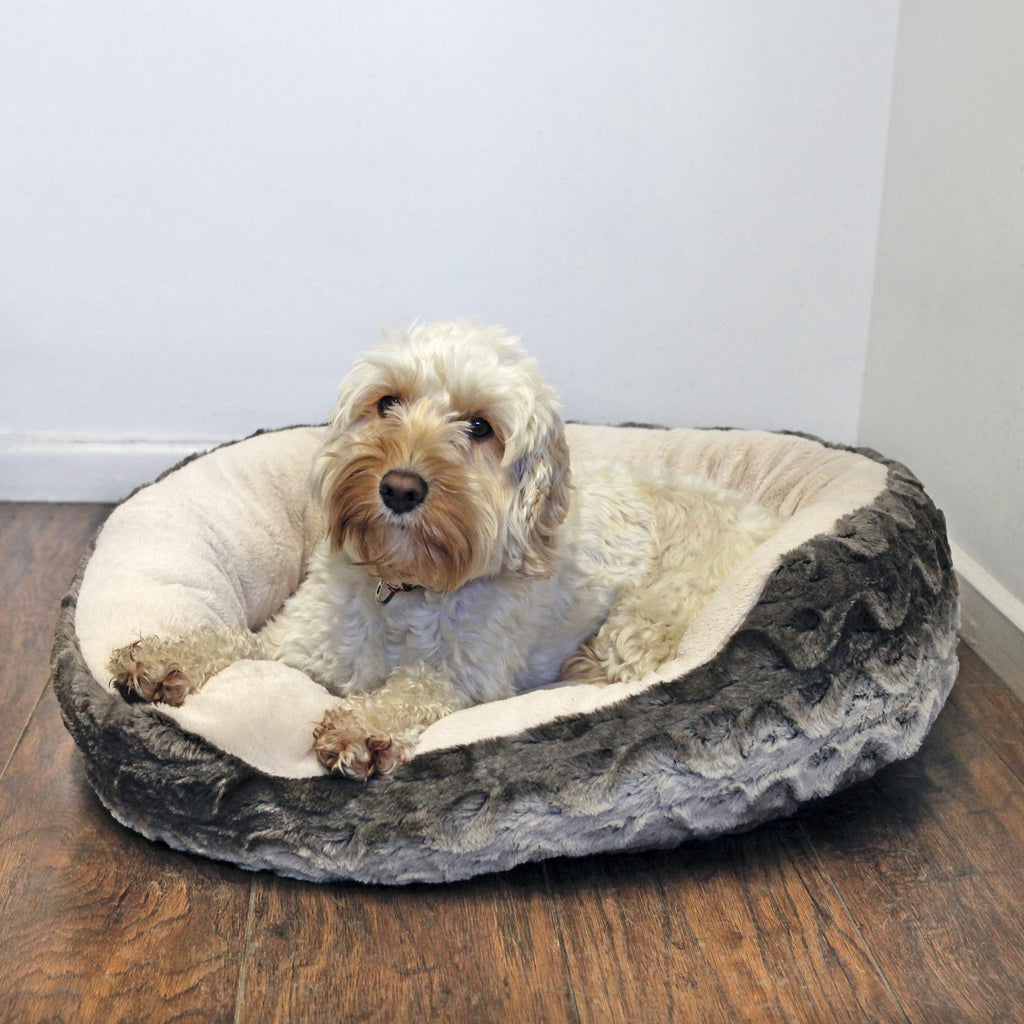 Rosewood Grey & Cream Snuggle Plush Oval