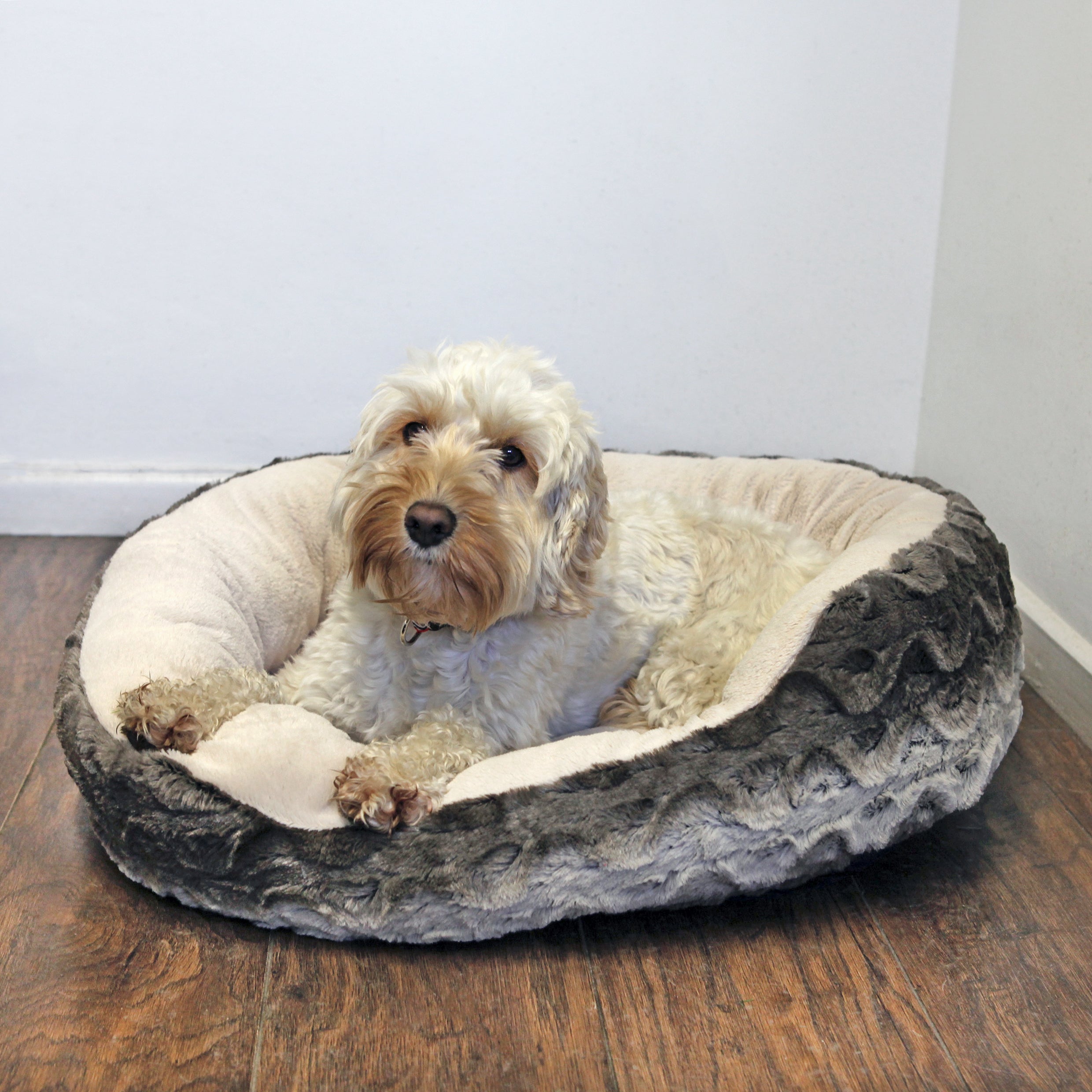 Rosewood Grey & Cream Snuggle Plush Oval