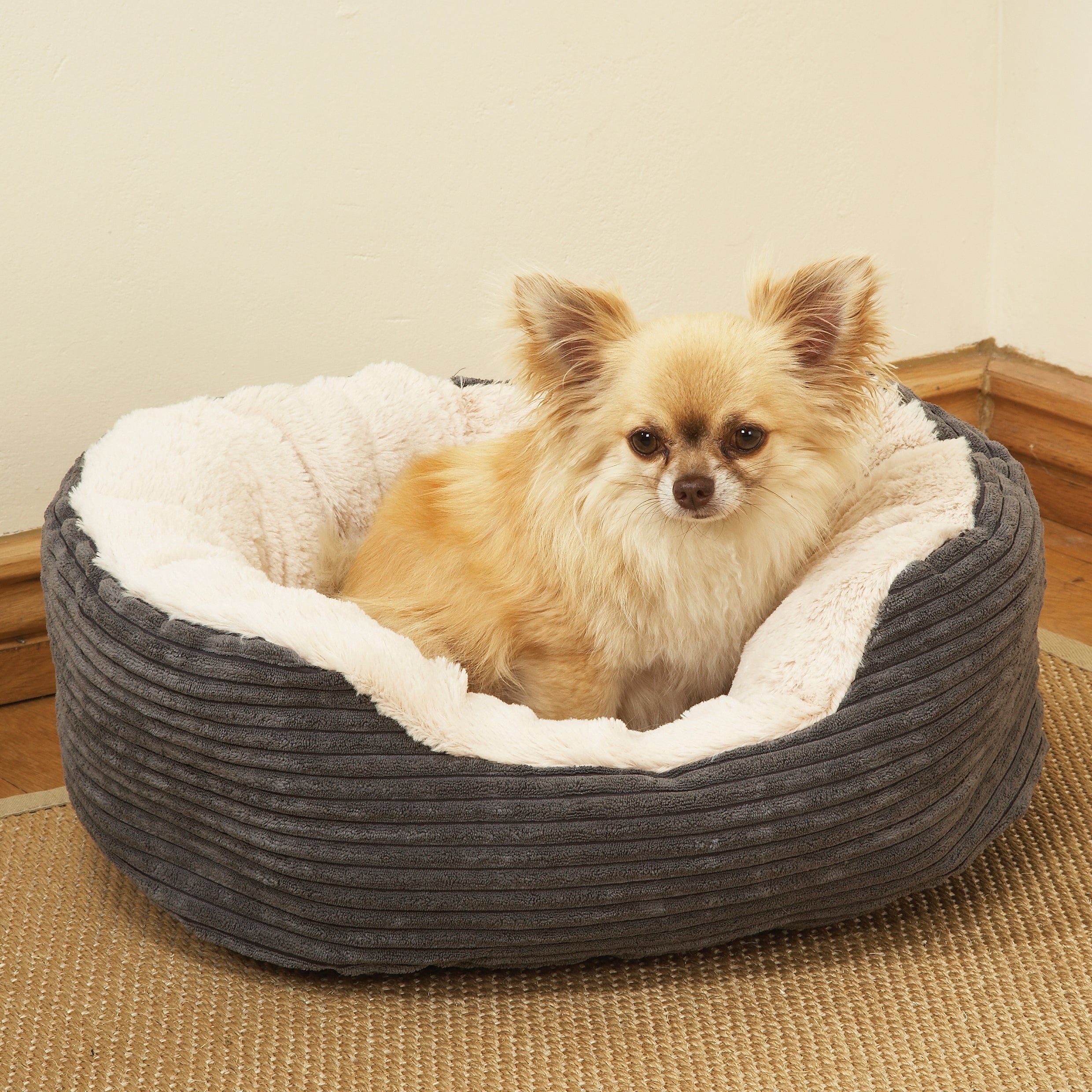 Rosewood_Grey Jumbo Cord/Plush Oval Bed