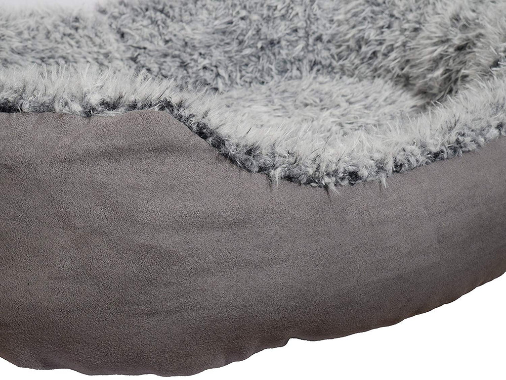Rosewood_Grey Lion Faux Suede Oval Bed