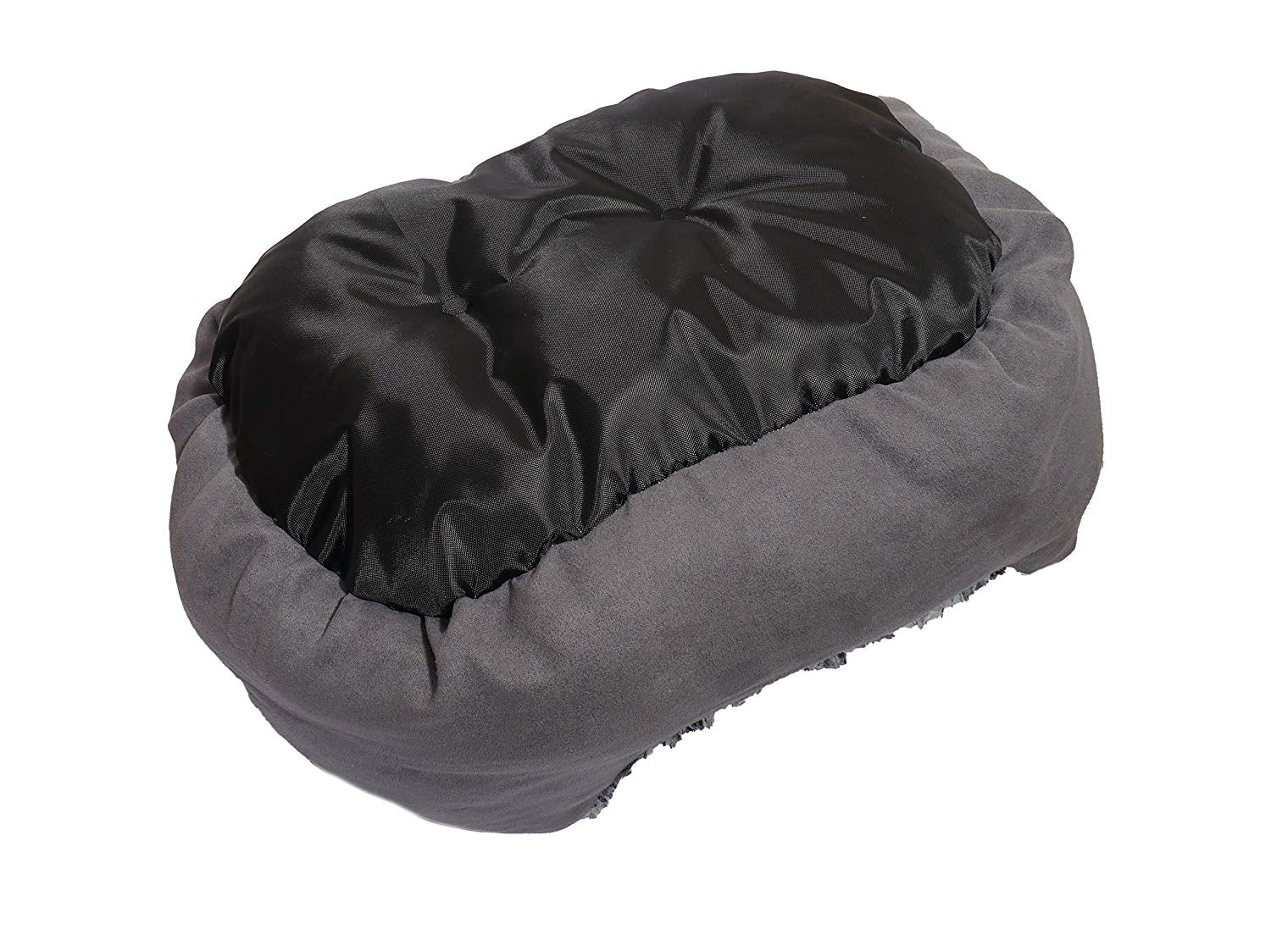 Rosewood_Grey Lion Faux Suede Oval Bed