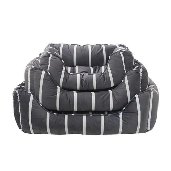 Rosewood_Grey Velvet Stripes Square Bed