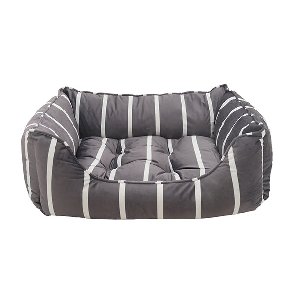 Rosewood_Grey Velvet Stripes Square Bed