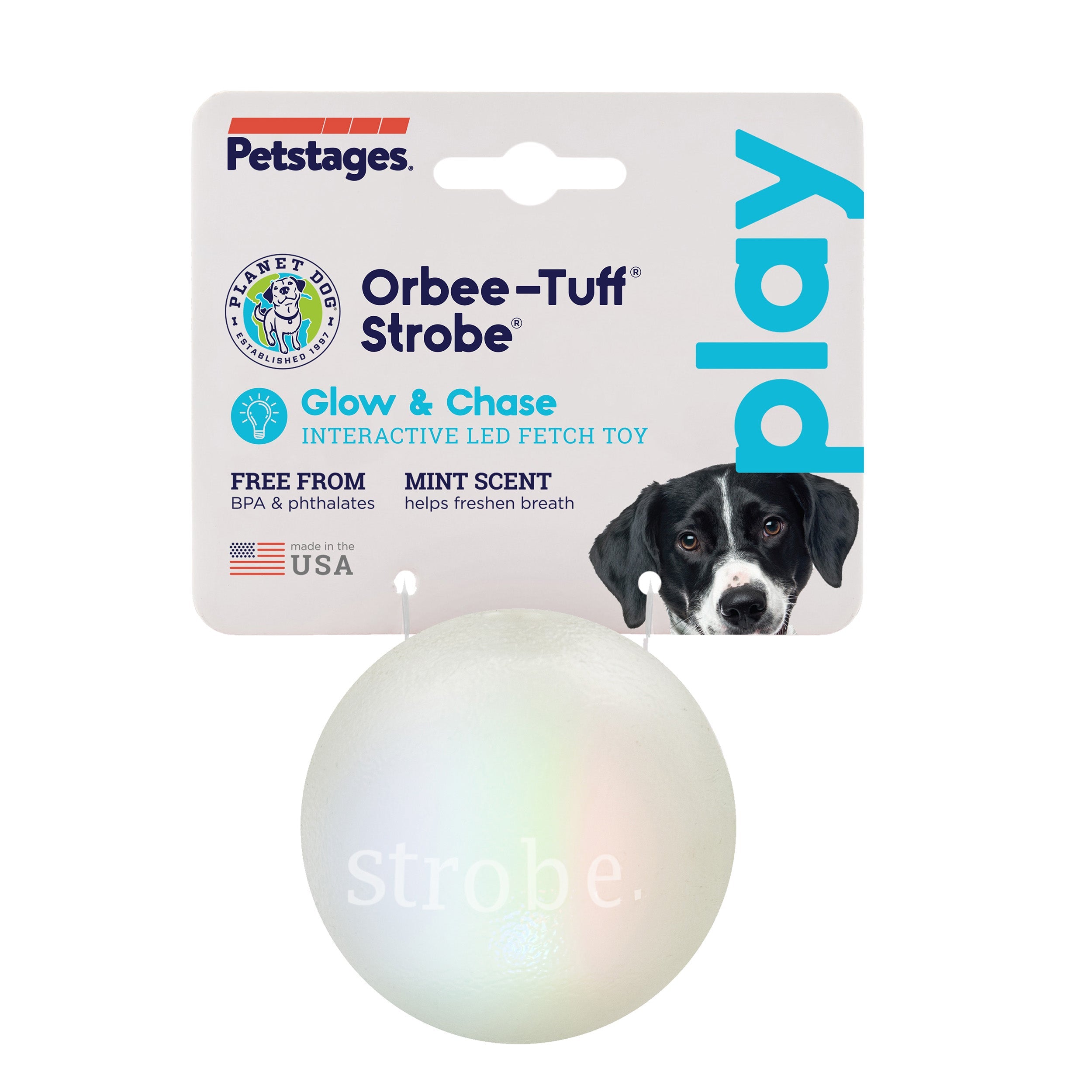TOYD147_Pet Stages_Planet Dog_Orbee-Tuff Strobe Ball White