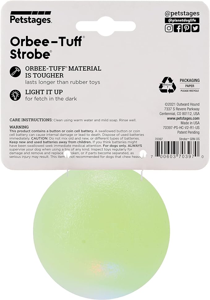 TOYD147_Pet Stages_Planet Dog_Orbee-Tuff Strobe Ball Green